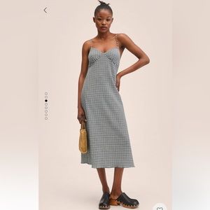 Mango Vichy Check Dress in Black